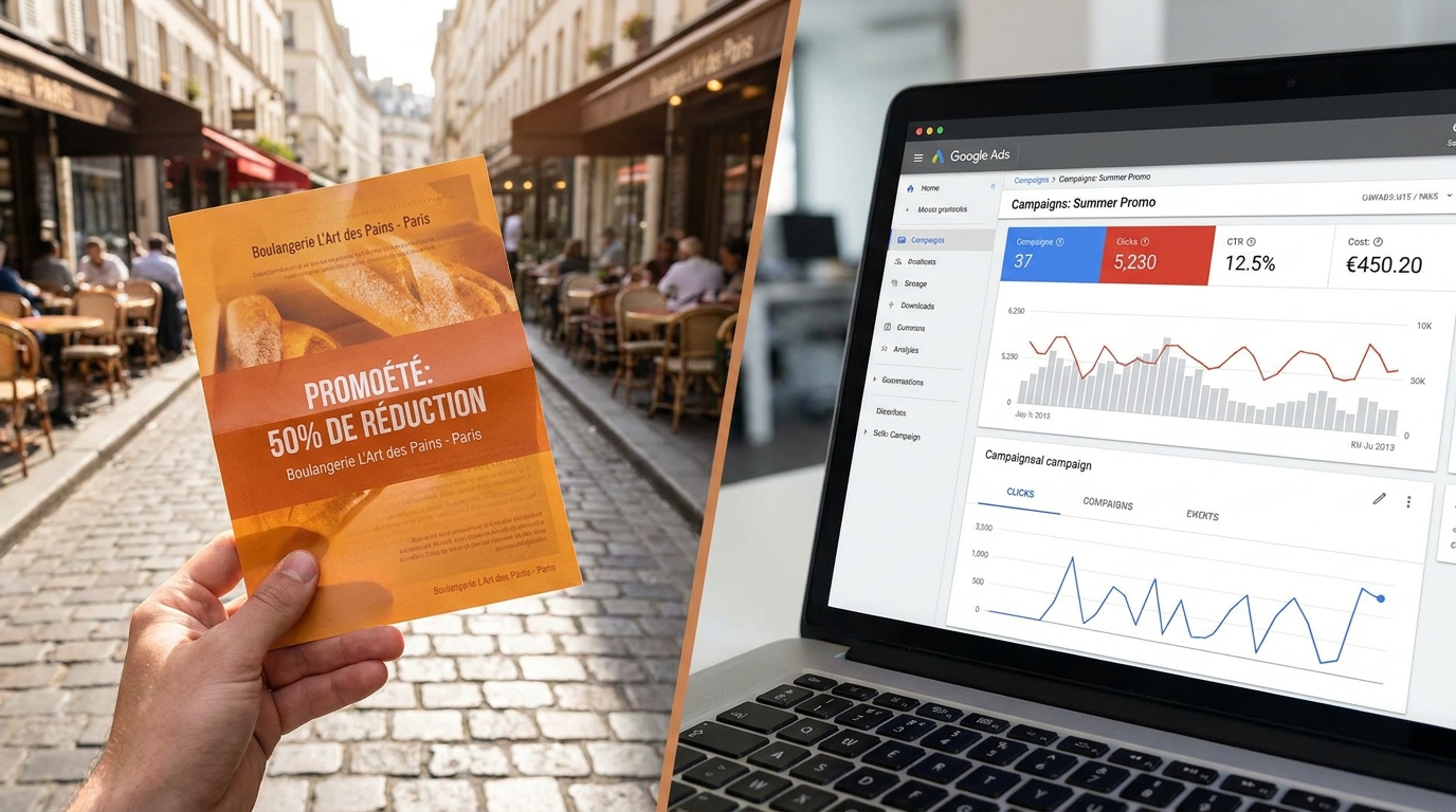 Flyers vs Google Ads : le vrai comparatif ROI pour un commerce local en 2026