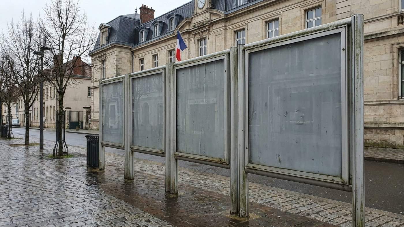 Panneaux d'affichage libre municipaux devant une mairie française, l'alternative légale à l'affichage sauvage